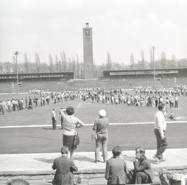 Próba przed pokazem gimnastycznym na Stadionie Olimpijskim