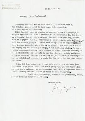 List od Jerzego Myszora