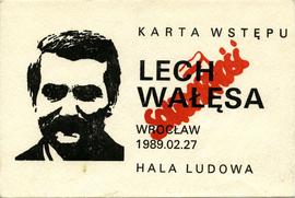 Karta wstępu na spotkanie z Lechem Wałęsą
