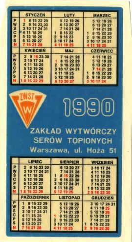 Zakład Wytwórczy Serów Topionych - kalendarzyk na 1990 rok