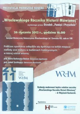 Prezentacja pierwszego numeru Wrocławskiego Rocznika Historii Mówionej, wydanego przez Ośrodek &q...
