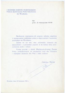Zaproszenie na pochód pierwszomajowy