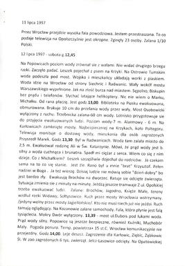 Powódź we Wrocławiu w 1997 r. - fragment pamiętnika