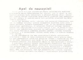 Apel do nauczycieli