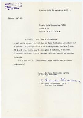 Pismo z podziękowaniem