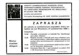 Zaproszenie i program symbolicznego pogrzebu ofiar komunistycznego terroru we Wrocławiu w latach ...